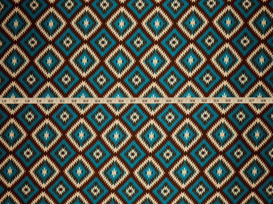 Charmeuse satin fabric by the yard - Aztec Boho Fabric