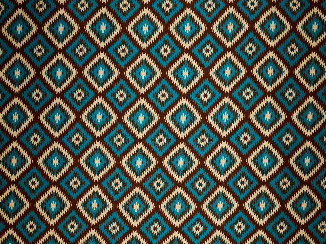 Charmeuse satin fabric by the yard - Aztec Boho Fabric