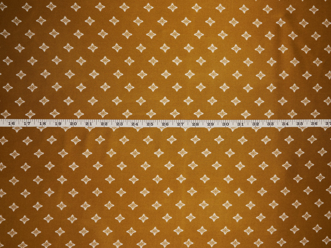 Charmeuse satin fabric by the yard - Gold and white diamond print