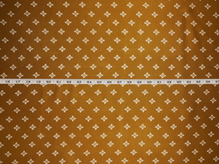 Charmeuse satin fabric by the yard - Gold and white diamond print