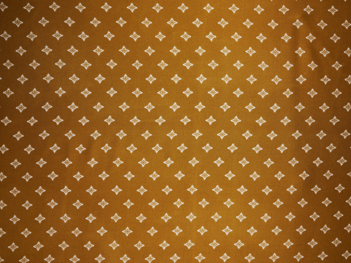 Charmeuse satin fabric by the yard - Gold and white diamond print